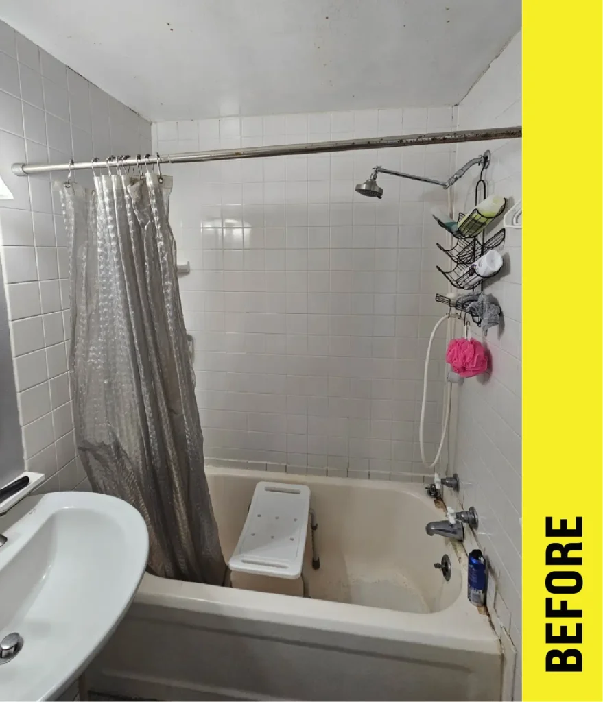 sidex before tub to shower yellow