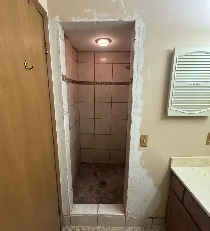 shower replacement small before